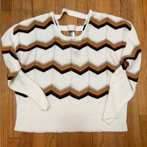 Chevron Pattern Sweater in Cream and Brown